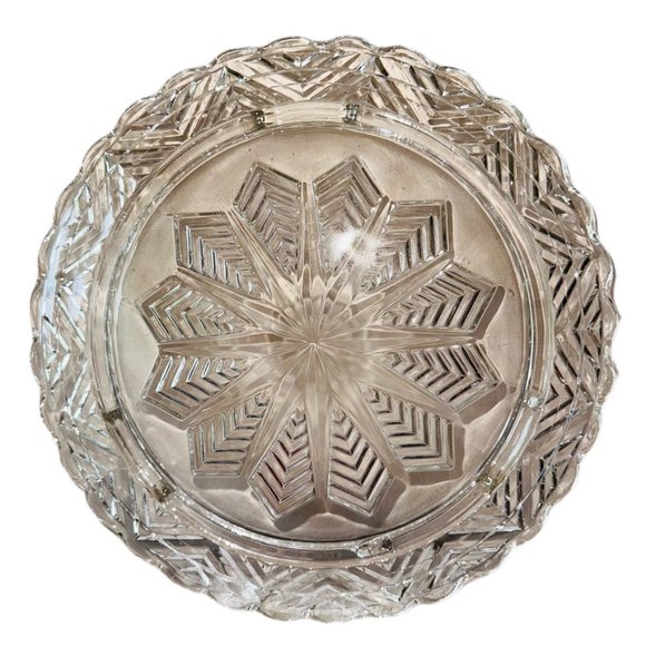 Feather Star 11.5” vintage pressed glass footed cake plate serving tray - Picture 1 of 4